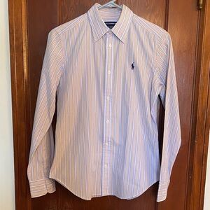 Ralph Lauren Pastel Pink Blue and Yellow Striped Dress Shirt